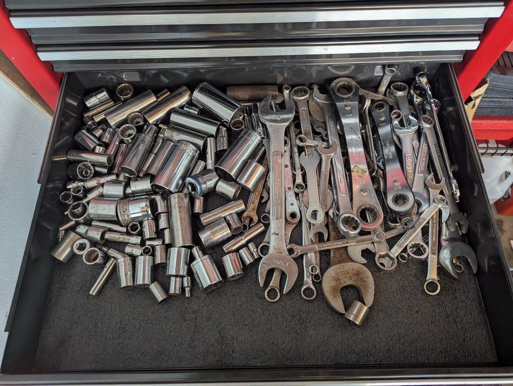 Various SAE Sockets Wrenches Tools