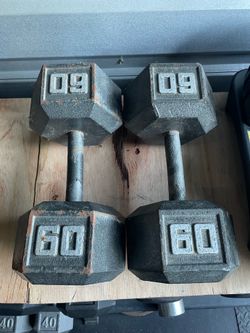 60lbs Hex Dumbbell Weights….  Home Gym Fitness….