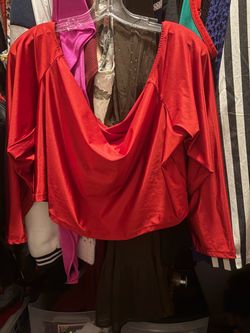 Red Satin Cowl Neck Crop Top