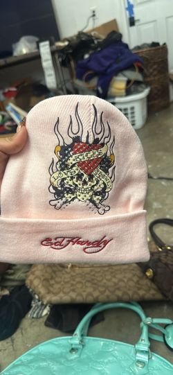 Pink ed hardy beanie
