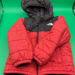 The NorthFace Reversible Kids Jacket Red And Black On One Side