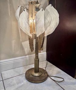 VINTAGE WHITE Leaf Table Lamp 31”H