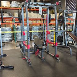 MARCY SM-4903 Home Gym Smith Machine Squat Rack Power Cage with Olympic Bench  