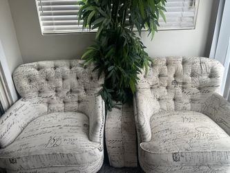 Accent Armchair with Script Fabric