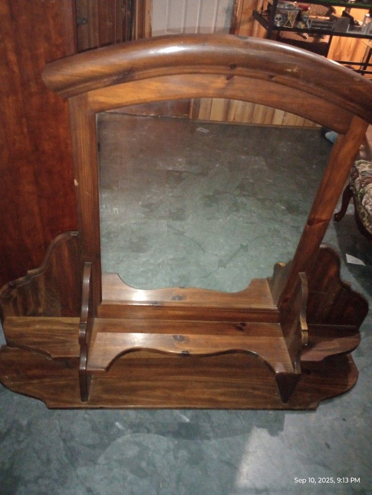 Antique Mirror With Shelves