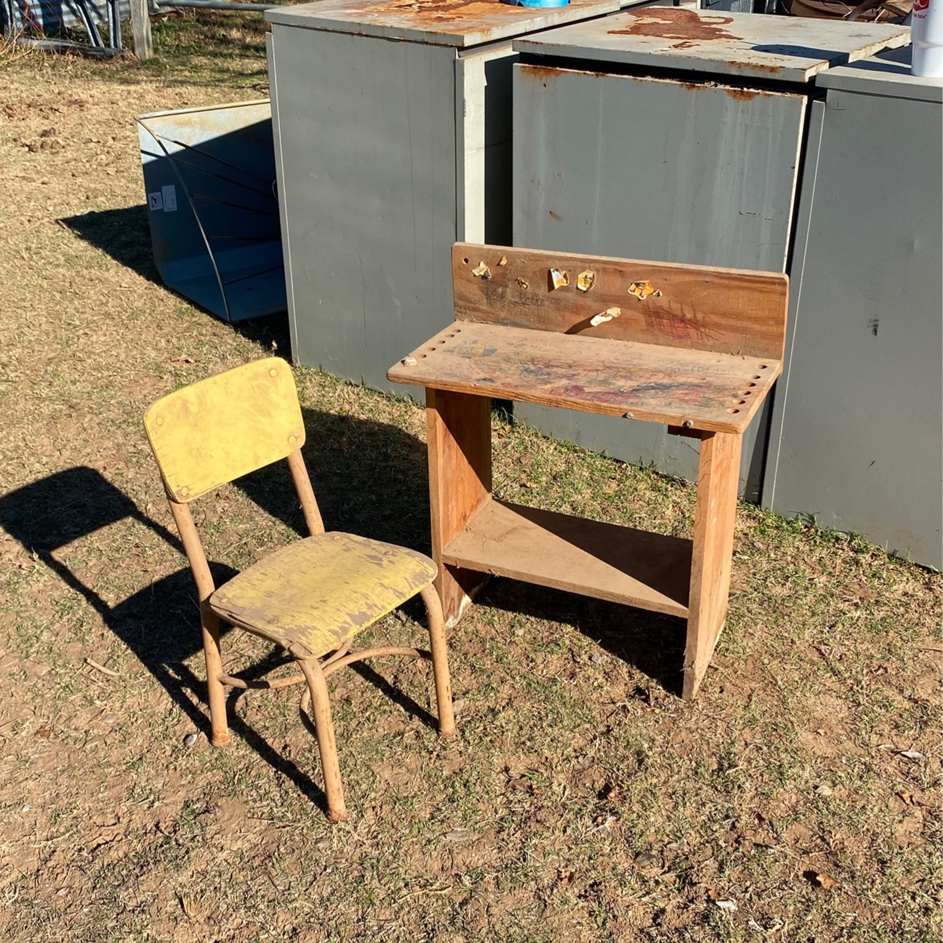Old school house Kids chair plus kids workbench