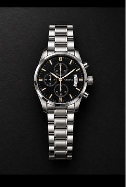Geneva Chronograph Watch Silver & Black