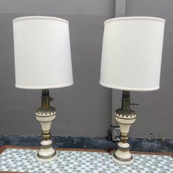 Pair Of Mid Century Lamps With Shades