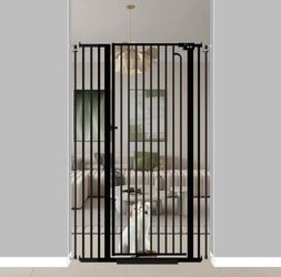 57" Extra Tall Pet Gate for Cats Dogs-29.5"-38.5" Extra Wide Cat Gate for Doorways and Stairs-1.37" Ultra Narrow Spacing Pressure Mounted Dog Gate wit