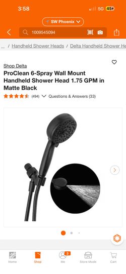 Delta ProClean 6-Spray Wall Mount Handheld Shower Head 1.75 GPM in Matte Black