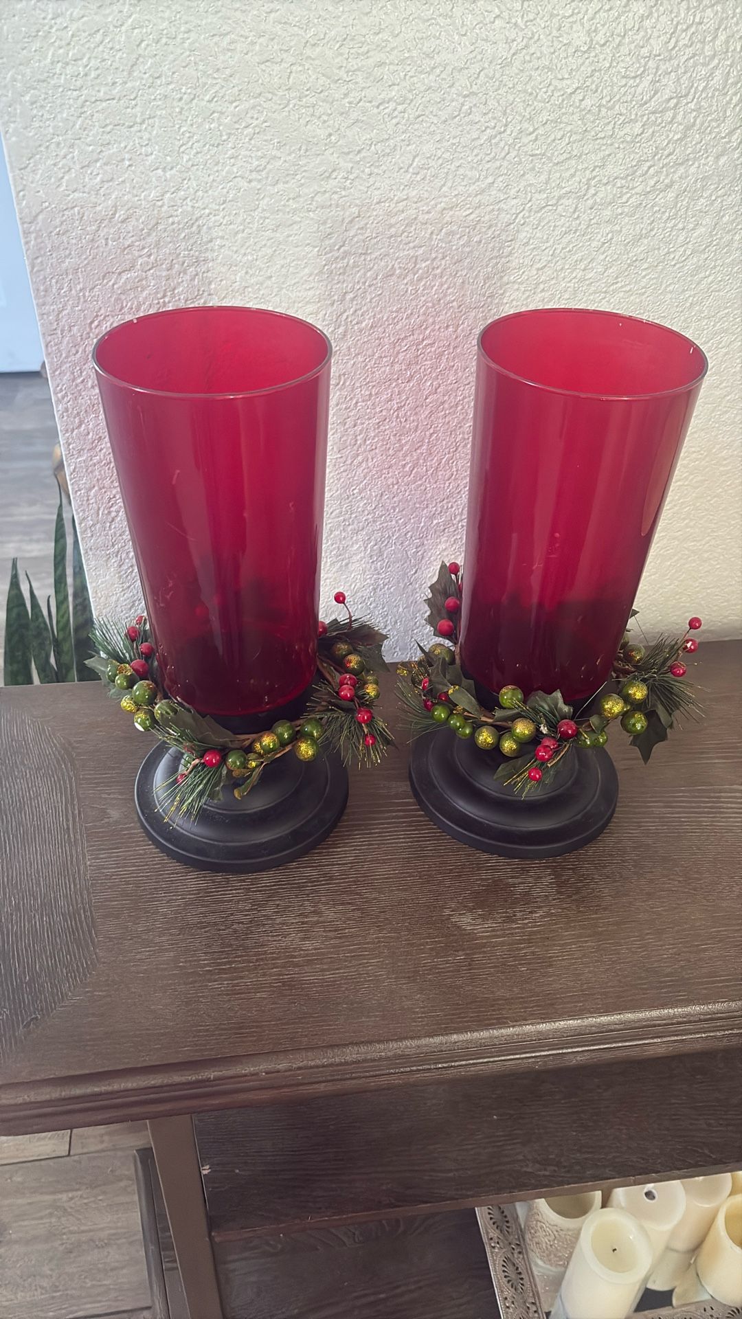 Red 12 Inch Christmas Candle Holders