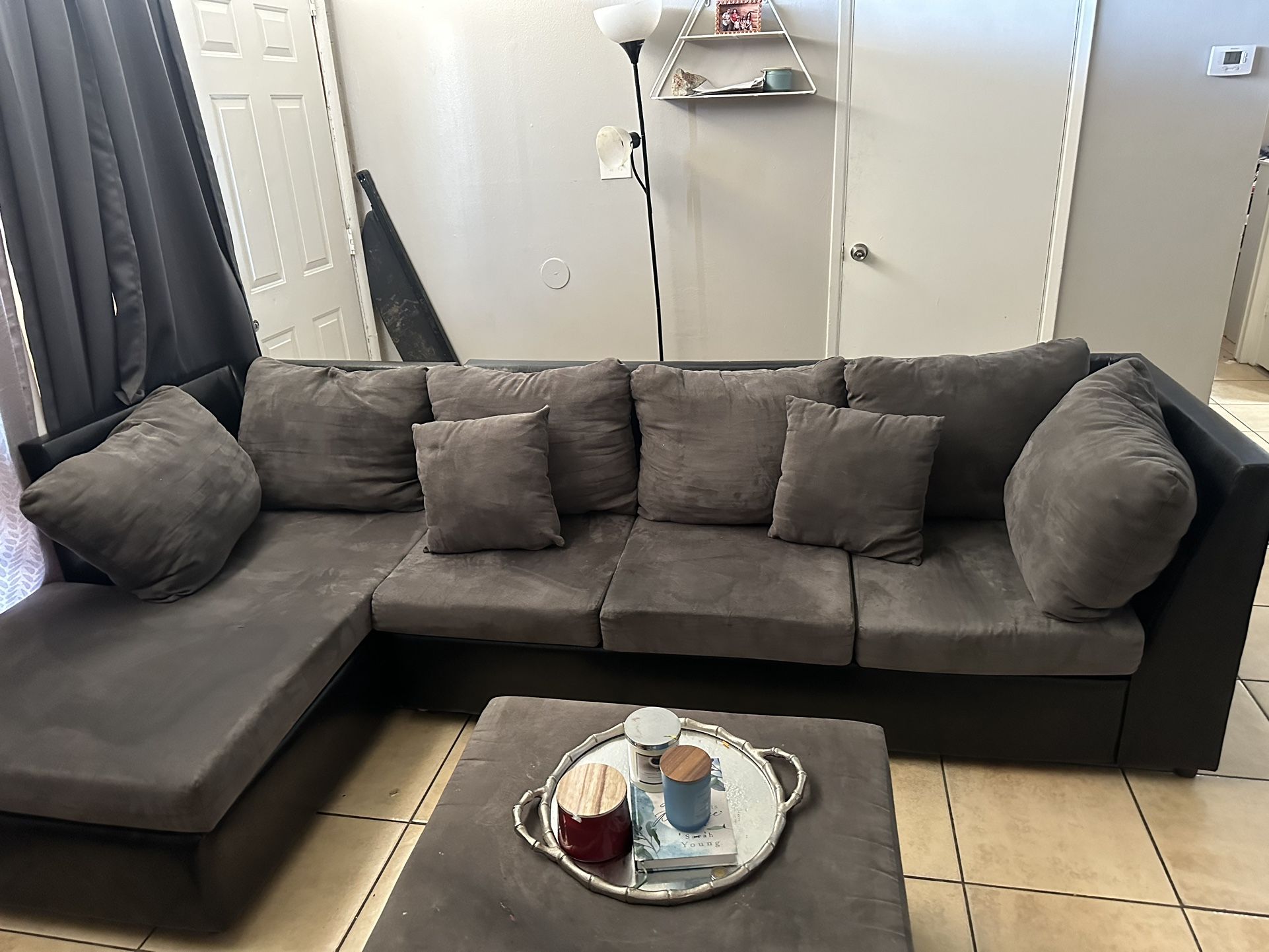 Balck and gray sectional