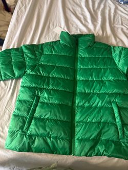 Nordstrom Green Puffer Zip-Up Jacket M