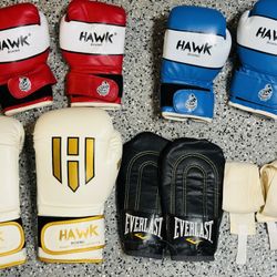 🥊 Boxing Gloves Bundle – Kids & Adult Gloves + Everlast Mitts (Like New) 