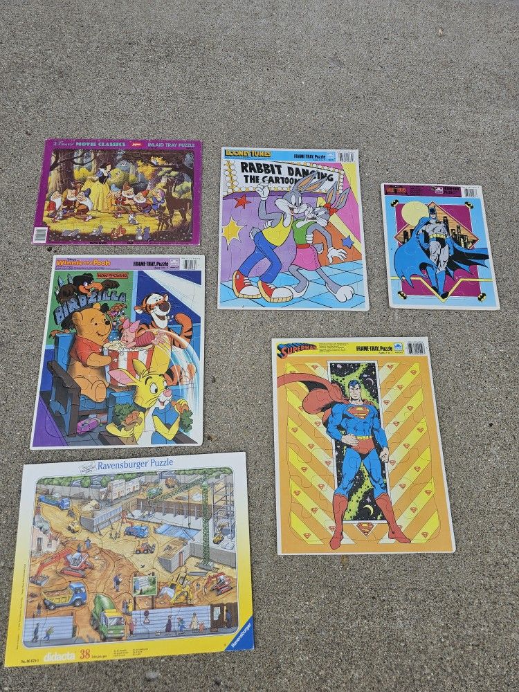$10.00 - (6) Puzzles - Some Vintage! Batman/Snow White/Looney Tunes/Winnie The Pooh/Ravensburger! All In Great Condition!