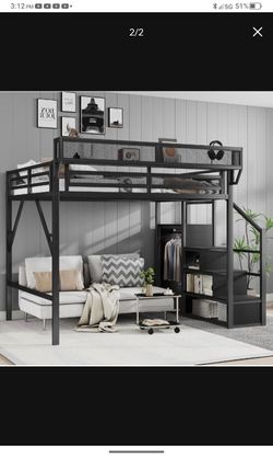 Queen bed loft bed