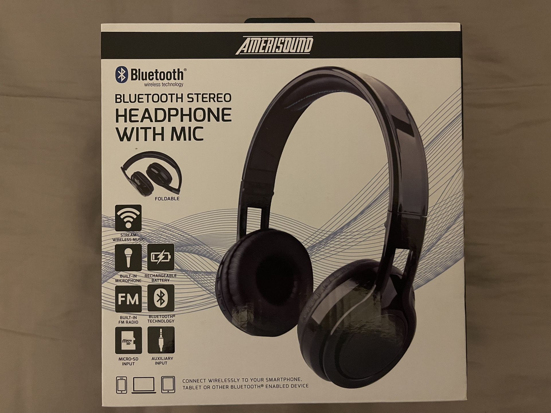 NEW & UNOPENED AMERISOUND Bluetooth Headphones With Mic