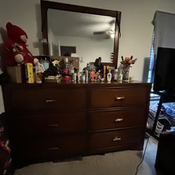 Brown Dresser with Mirror