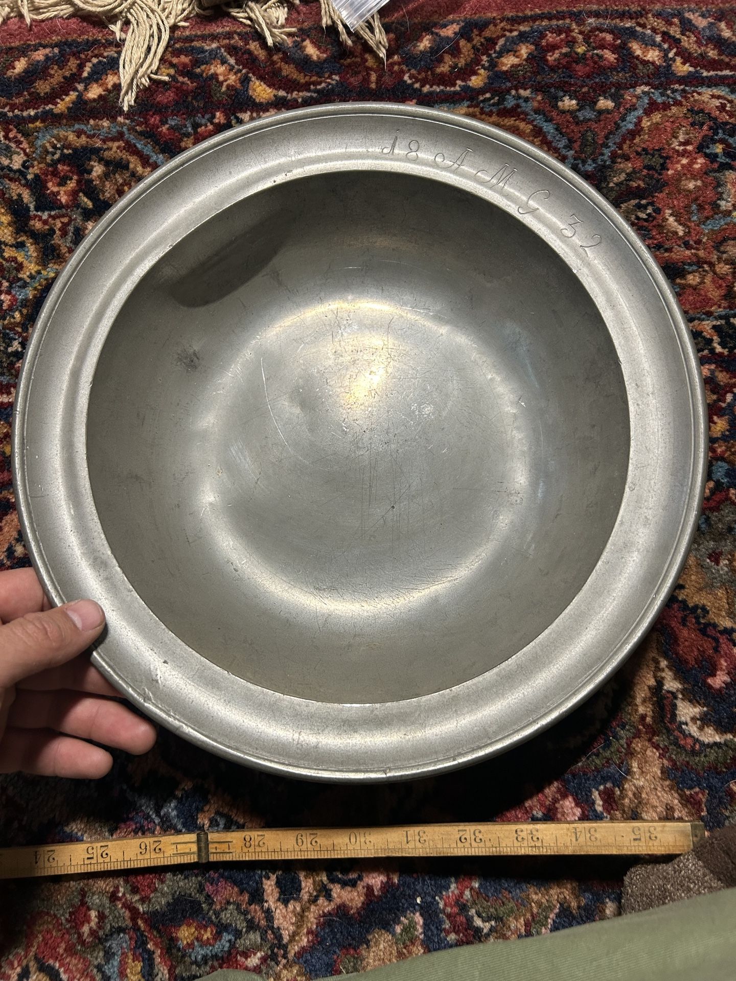 1832 Antique Pewter Bowl Very Rare