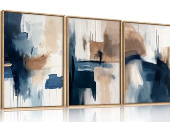 3 Large Blue Canvas Art