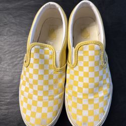 Wore 3 times size 7/Vans Yellow Checkered Slip-Ons