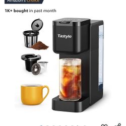 Single Serve Hot & Iced Coffee Maker with Strong Brew,
40oz Removable Reservoir, 6 Brew Sizes, Compatible with K
Cup and Grounds, Compact for Home, Of