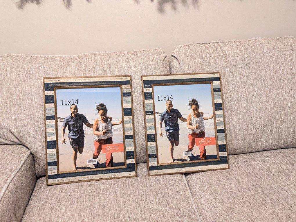 New Large 11x14 Wood Photo Frames Distressed Blue Nautical Wood