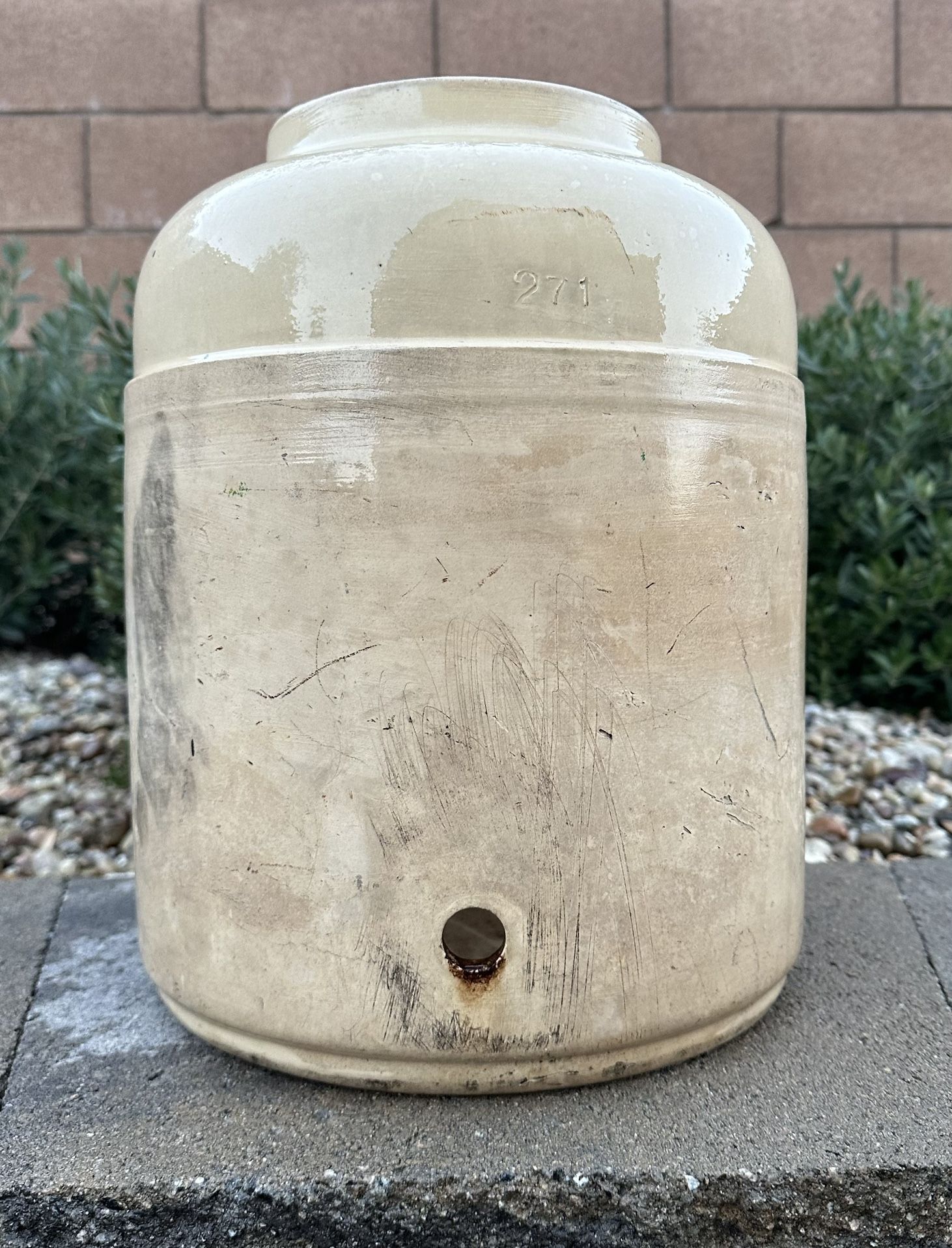 Primitive Antique Stoneware Pottery Water Dispenser Planter