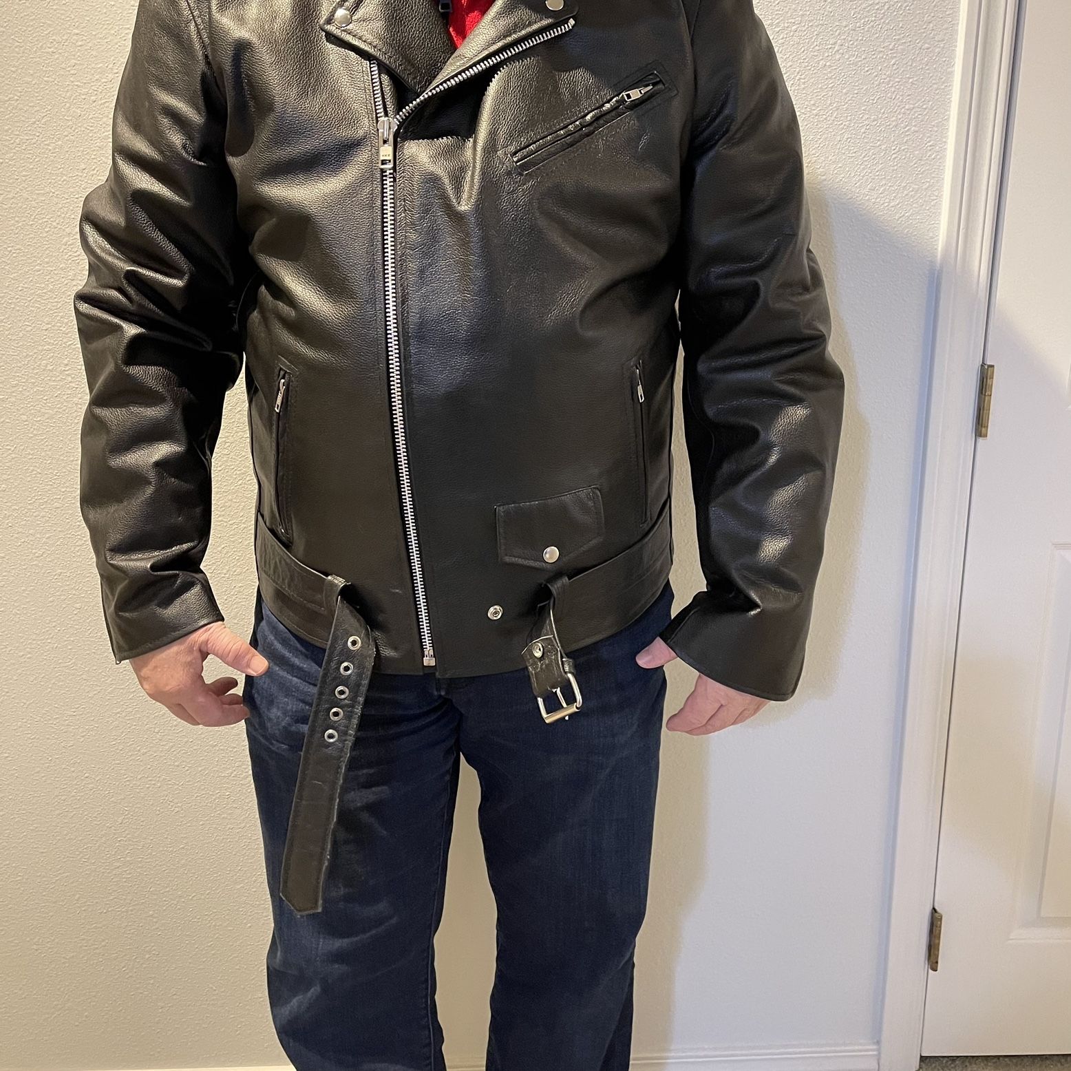 Men’s Premium Classic Motorcycle Jacket - Size 4XL