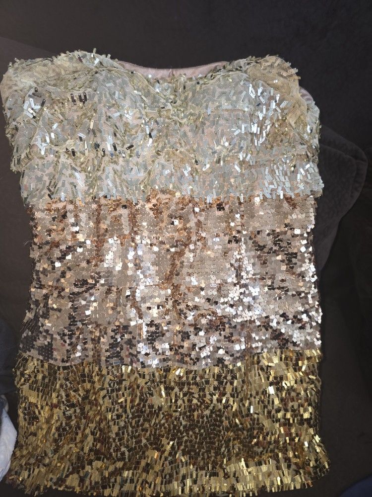 Bebe Gold Sequin Sexy Dress Euc Xs See Details