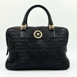 Versace Virtus Quilted Leather Top Handle Bag