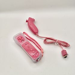 Pink Nntendo Wii Controller motion plus remote w strap + Nunchuck 