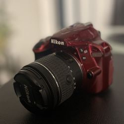 Nikon D3400 Red DSLR Camera w/ 18–55mm VR Lens + Lens Cap (Great Condition)
