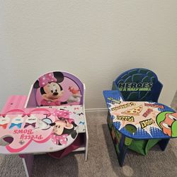 Kids Desk - Boy Ninja Turtle, Girl Minnie Mouse