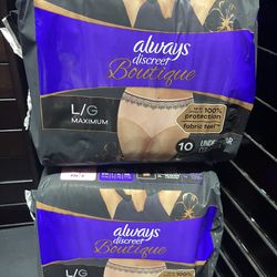 Always Discreet Boutique Low-Rise Maximum Absorbency Size Large 