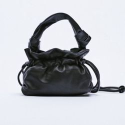 Zara Genuine Lamb Leather Gathered Pleated Bags