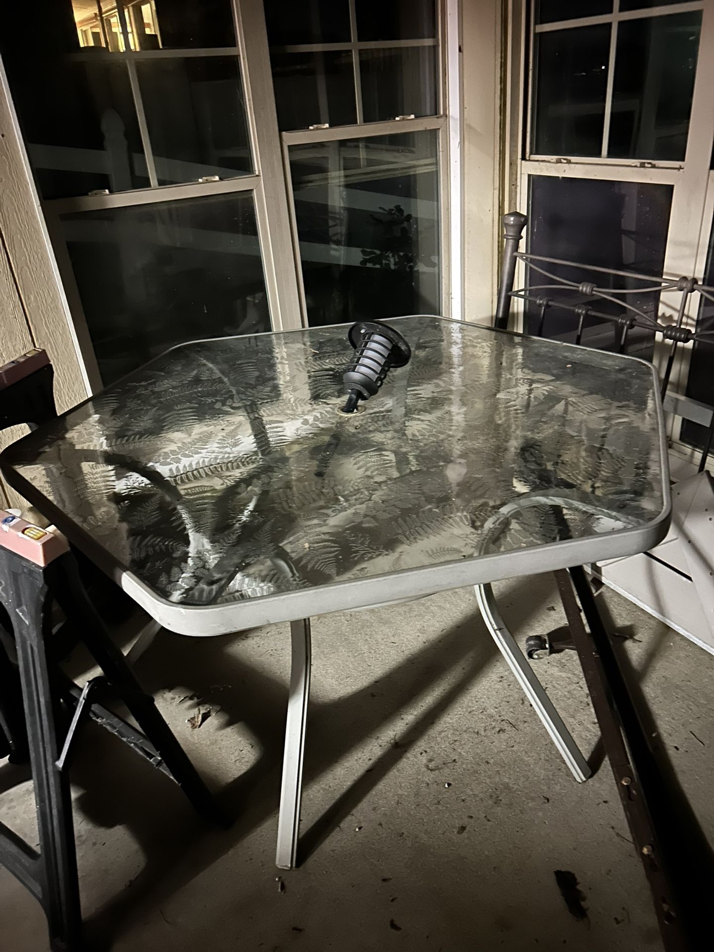 Large Glass Outdoor Table Without An Umbrella