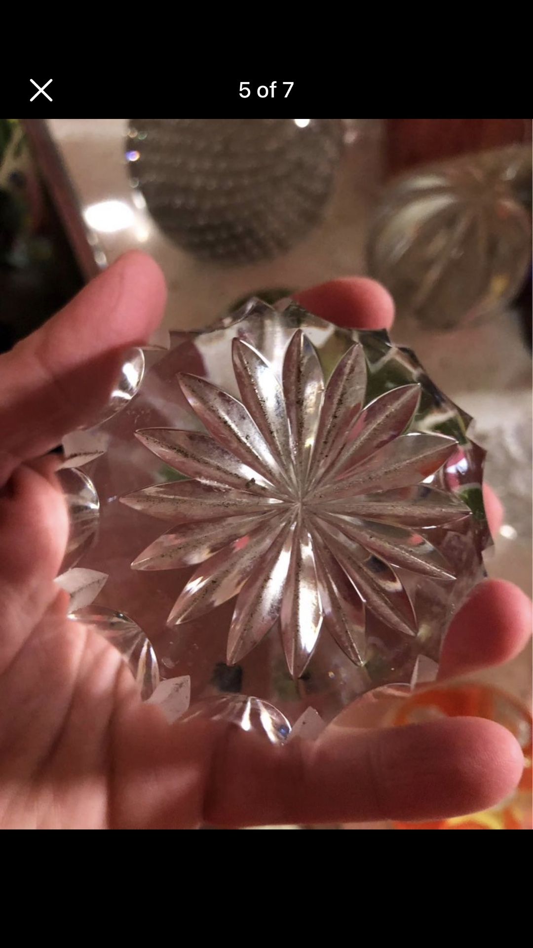 Vintage cut glass paperweight