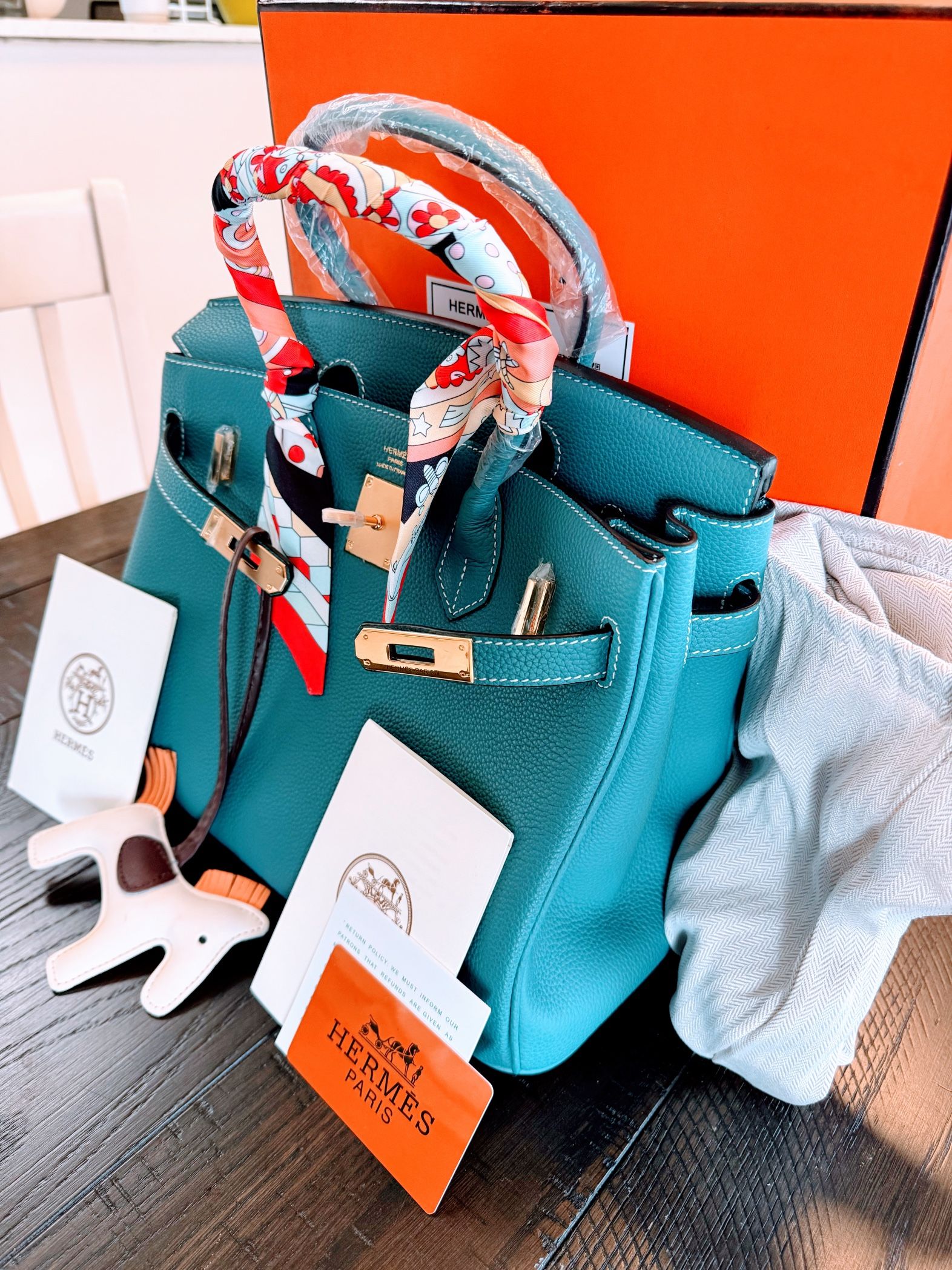 Hermes Birkin 30 Blue Jean Bag