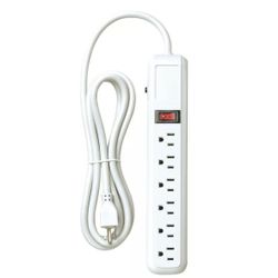11-00223 14/3 SJT 6-Outlet Power Strip, 6-Foot, White