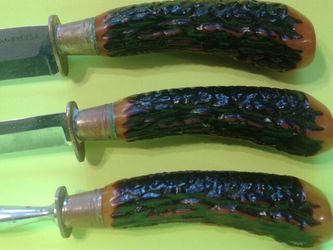 Vintage Kitchen Knife set with an old wood handle knife