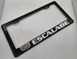 BRAND NEW ESCALADE 100% Real Carbon Fiber License Plate Frame Tag Cover Original 3K