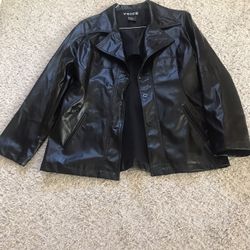Vintage Jacket, Black Shine Leather Look
