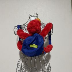 Sesame Street Elmo Plush Red Backpack W/Adjustable Straps Zipper Pocket Kids