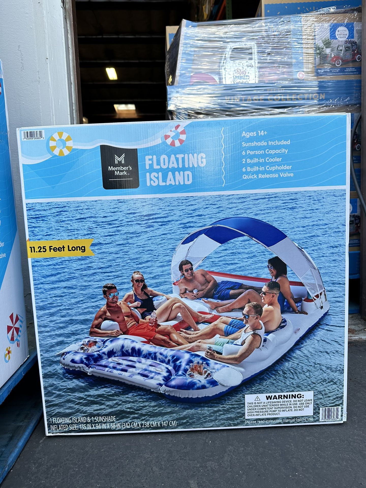 Members Mark 11.25’ Floating Island With Canopy Brand New In Box