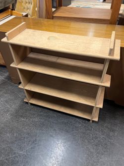 Wooden Three-Shelf Media or Book Storage Unit