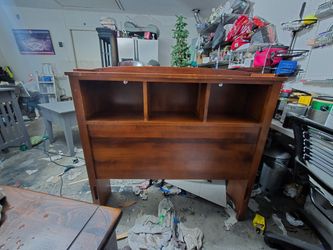 Ethan Allen Wood Bookcase Headboard with Storage Cubbies