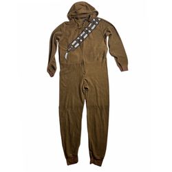 Star Wars Chewbacca jumpsuit snuggy Adult S halloween costume pj lounge one-pc   30” shoulder to crotch 25” shoulder to bottom of sleeve  20.5” across