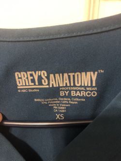 Greys Anatomy XS Scrub Top/Shirt Blue