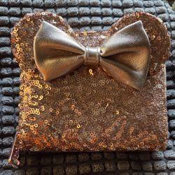 Disneyland Parks Loungefly Minnie Mouse Rose Gold Sequin Wallet 